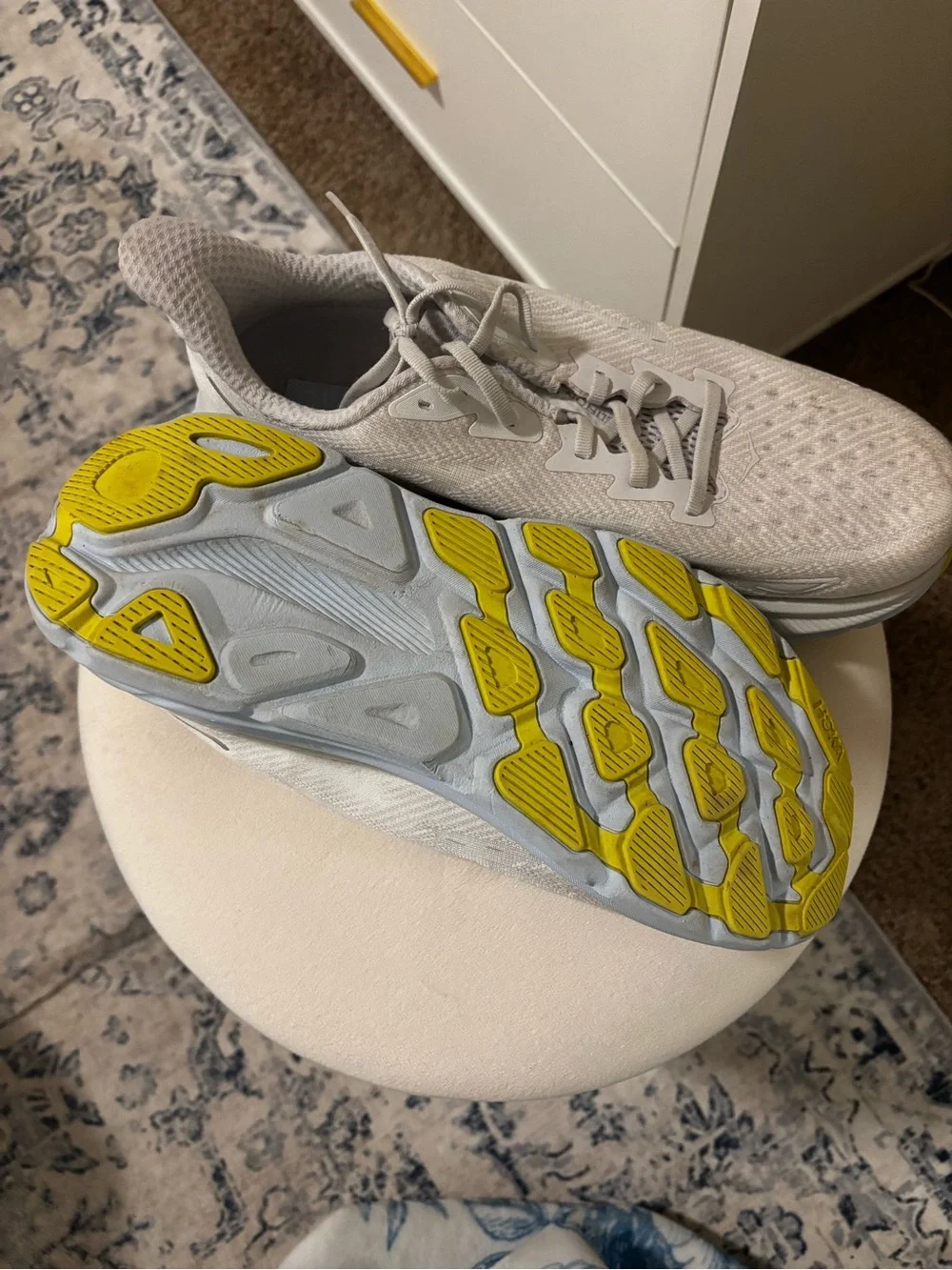 Hoka One One Light Gray and Pale Blue Women's Running Shoes